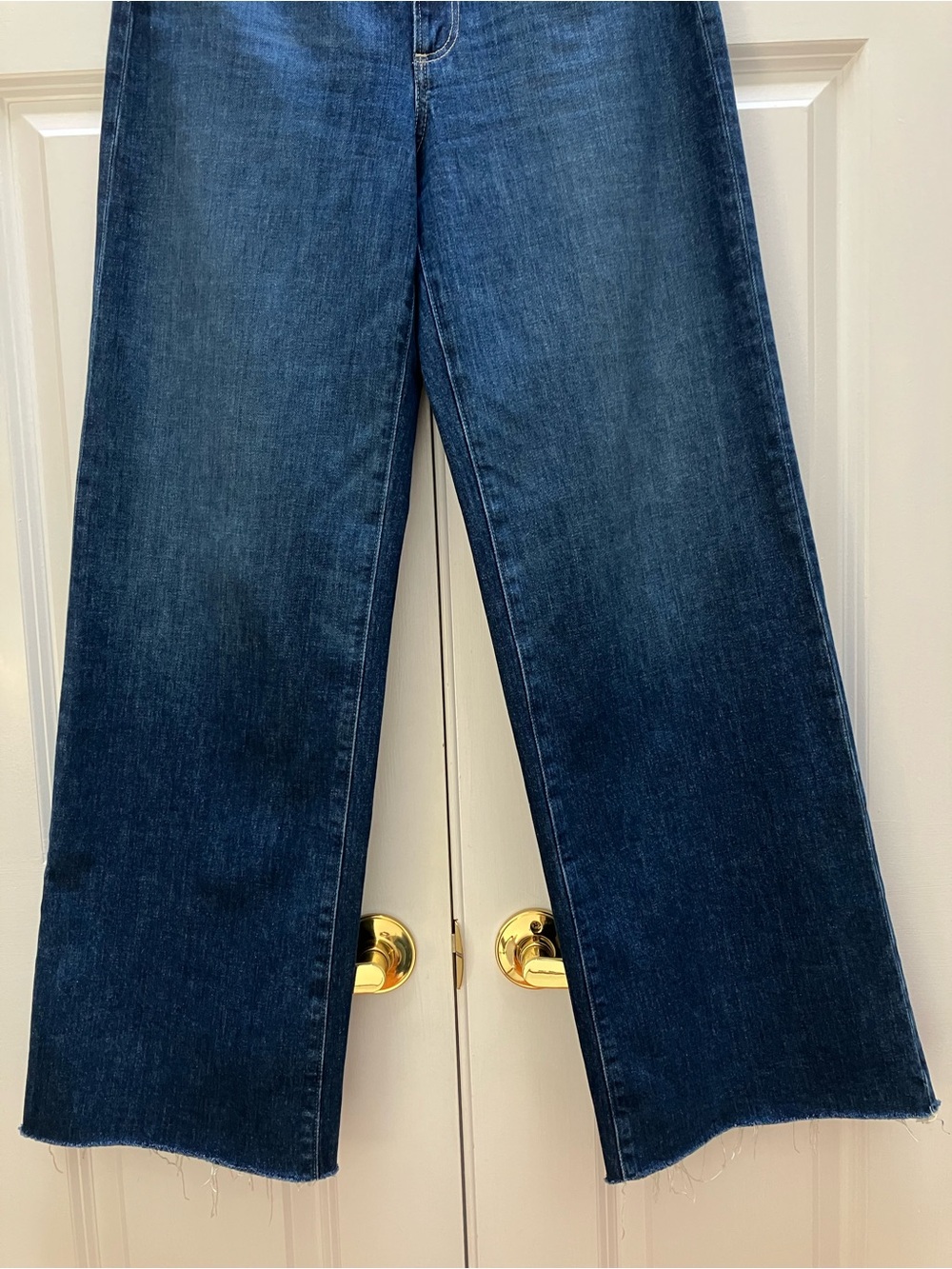 Paige Anessa 31" Wide Leg Denim Jeans Raw Hem High Rise Ancient Wash size 28 - Picture 4 of 12